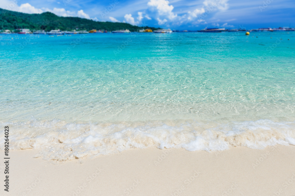 Clear blue sea and white sand at the andaman island.