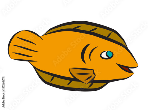 Flounder Fish smiling while swimming