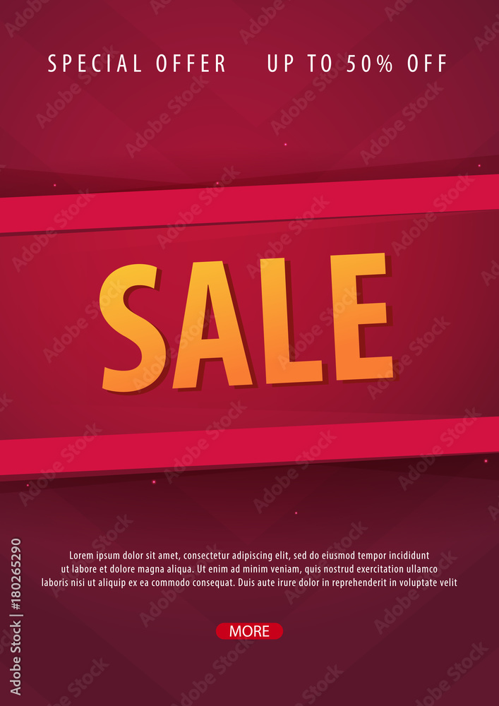 Sale poster or Flyer design. Discount background for the online store, shop, promotional leaflet, poster, banner. Vector illustration.