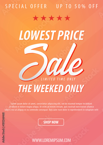 Sale poster or Flyer design. Discount background for the online store, shop, promotional leaflet, poster, banner. Vector illustration.