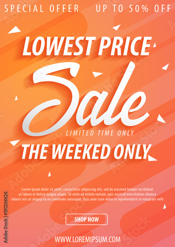 Sale poster or Flyer design. Discount background for the online store, shop, promotional leaflet, poster, banner. Vector illustration.