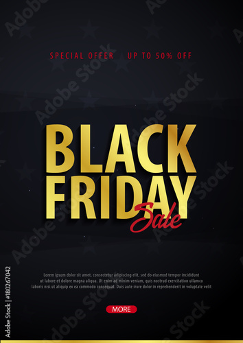 Black Friday Sale poster or Flyer. Discount background for the online store, shop, promotional leaflet, poster, banner. Vector illustration.