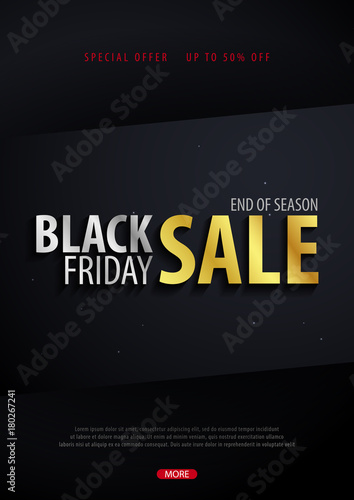Black Friday Sale poster or Flyer. Discount background for the online store, shop, promotional leaflet, poster, banner. Vector illustration.