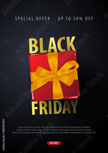 Black Friday Sale poster or Flyer. Discount background for the online store, shop, promotional leaflet, poster, banner. Vector illustration.