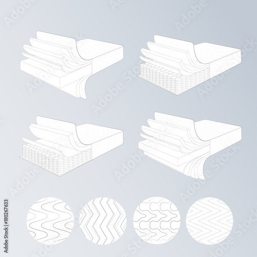 vector set mattress section on layers