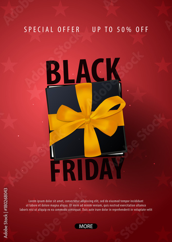 Black Friday Sale poster or Flyer. Discount background for the online store, shop, promotional leaflet, poster, banner. Vector illustration.