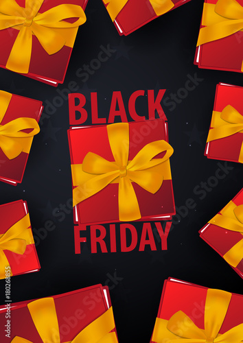 Black Friday Sale poster or Flyer. Discount background for the online store, shop, promotional leaflet, poster, banner. Vector illustration.