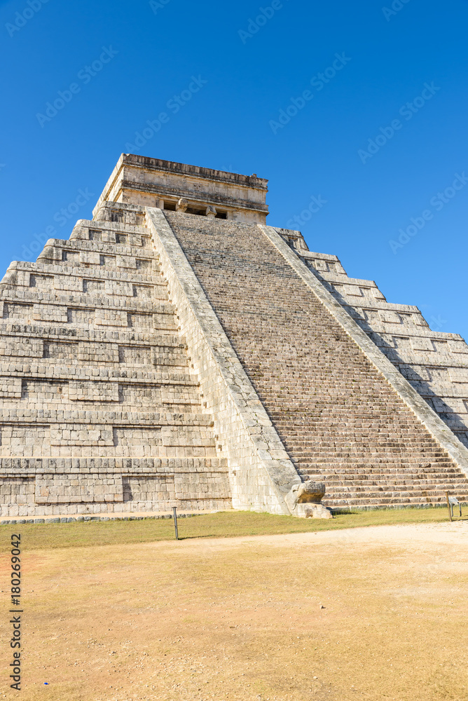 Chichen Itza - El Castillo Pyramid - Ancient Maya Temple Ruins in Yucatan, Mexico