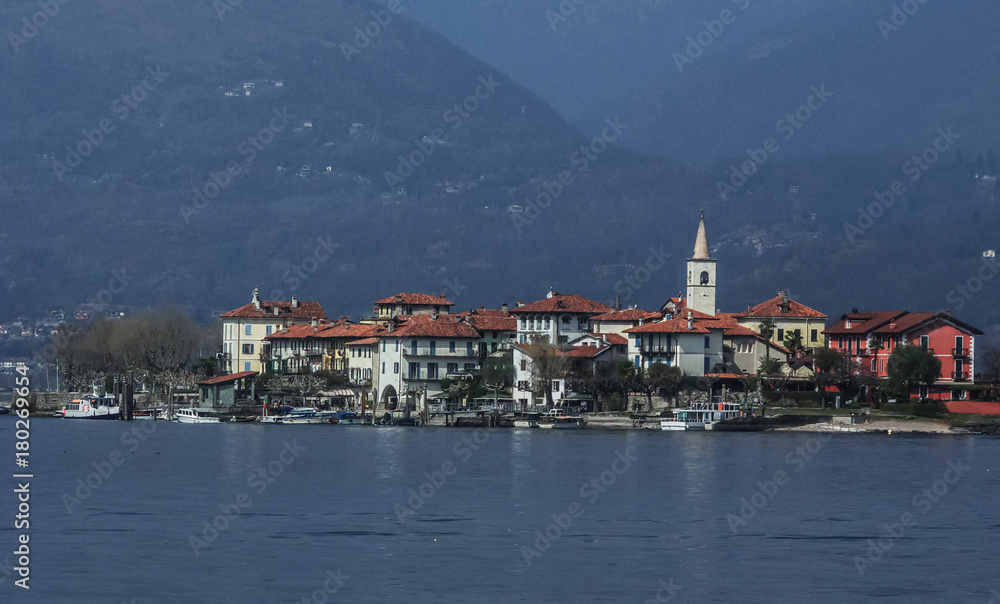 Pescatori Island, one of the three islands of Lake Maggiore, Italy