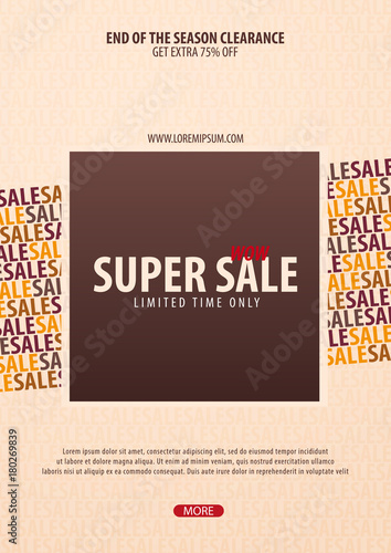Sale poster or Flyer design. Discount background for the online store, shop, promotional leaflet, poster, banner. Vector illustration.