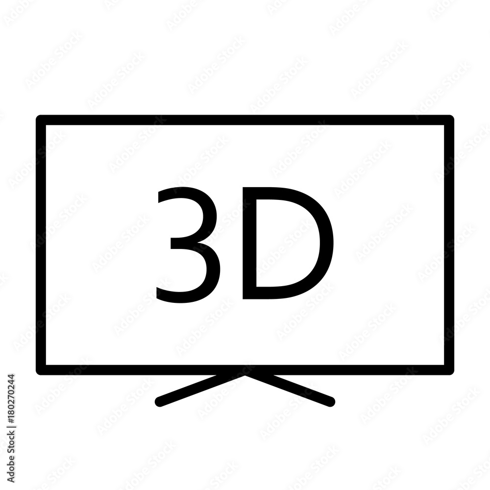 3d television line icon. TV, video symbol. Vector illustration 3d television line icon. TV, video symbol. Vector illustration