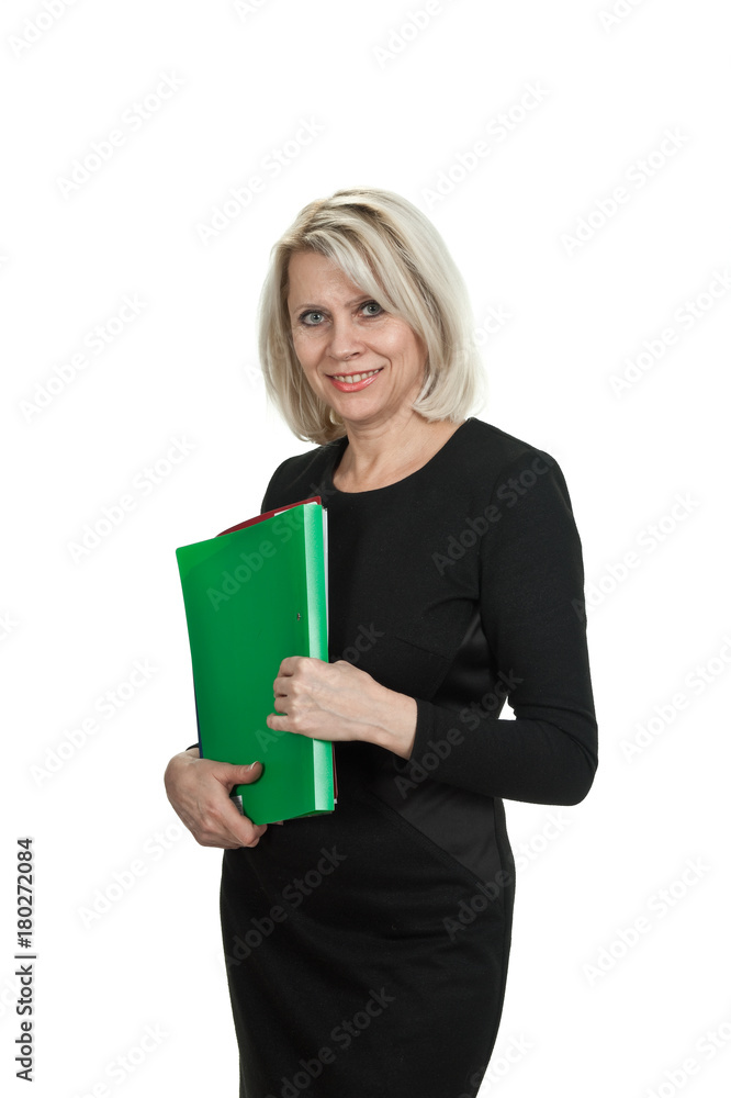 Portrait of a mature business woman with documents in hand Portrait of a mature business woman with documents in hand