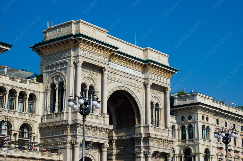 Vittorio Emanuele II gallery in Milan with blue sky