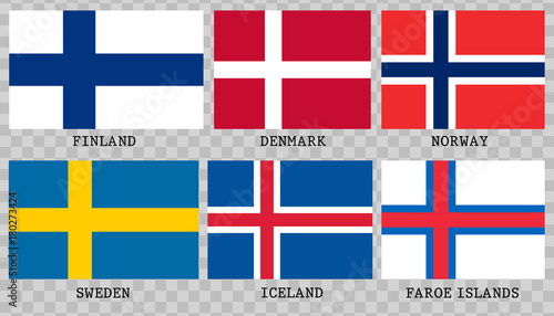 Simple flags of Scandinavia.