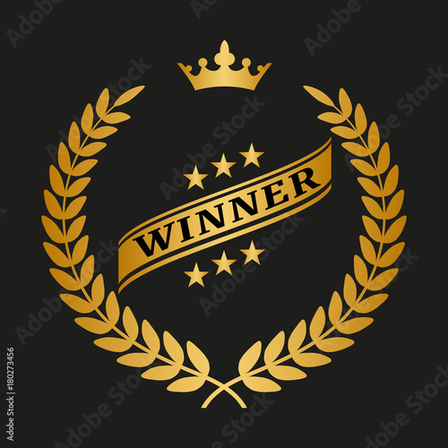 golden laurel wreath with crown