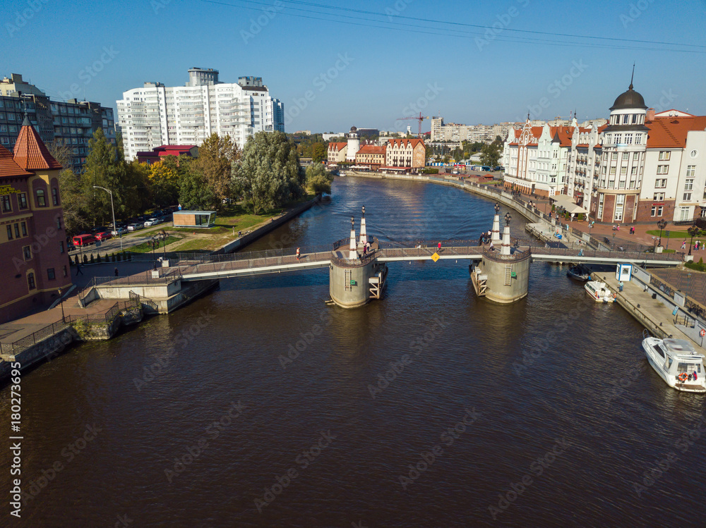 Aerial view of fish village district in Kaliningrad, Russia