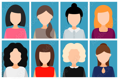 avatar girls without a face, vector illustration.