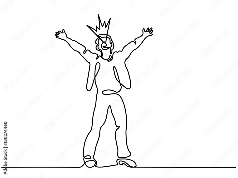 Continuous line drawing. Man screaming at the sky. Vector illustration Continuous line drawing. Man screaming at the sky. Vector illustration
