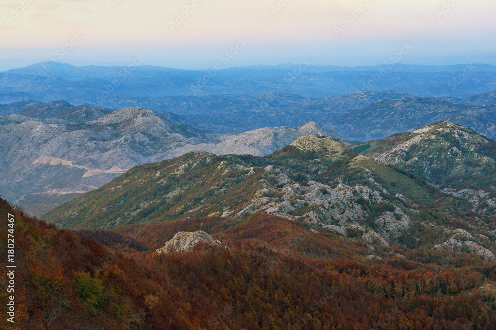 View of Stone Sea in Lovcen national park on  autumn evening. Montenegro