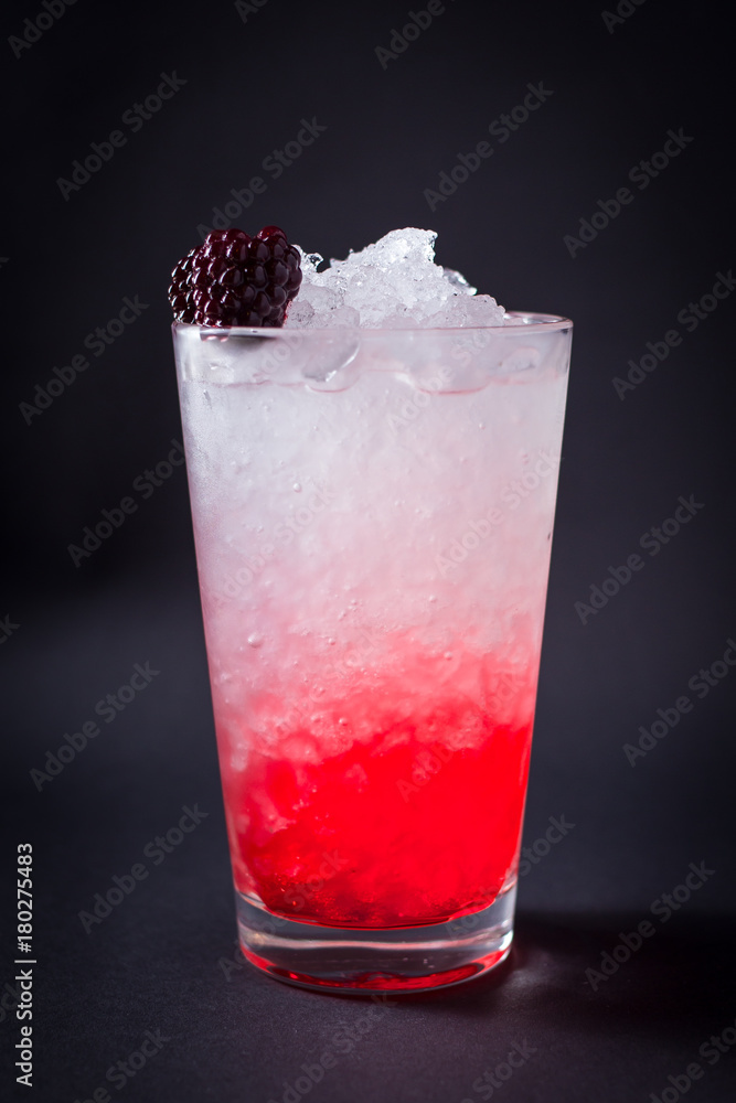 Fresh coctail drink on black background