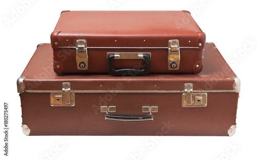 two old suitcase isolated