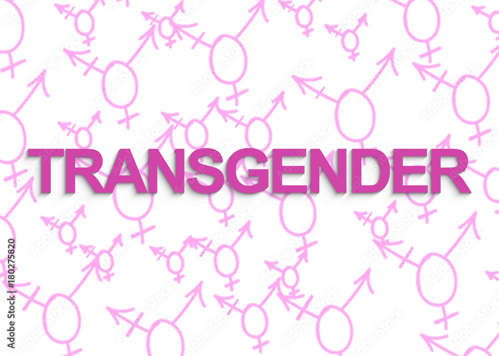 TRANSGENDER text with transgender symbols on the background