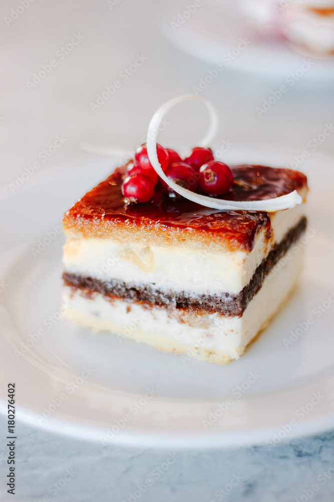 Dessert cake on christmas table. Dessert cake on christmas table.