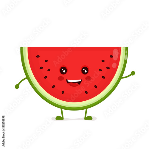Happy cute smiling funny watermelon. 