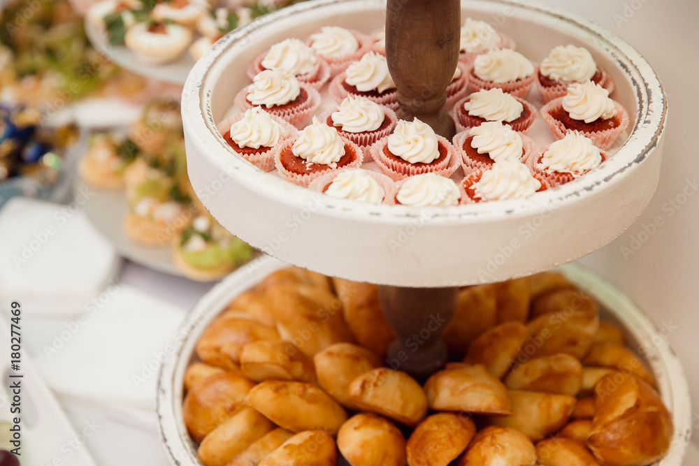 Catering buffet table with delicious food service restaurant Catering buffet table with delicious food service restaurant