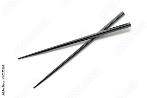 Black Wooden Chopsticks isolated on white background. Asian Food Chopsticks