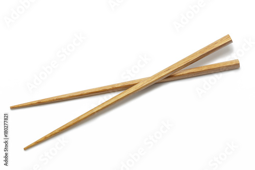 Wooden Chopsticks isolated on white background. Asian Food Chopsticks