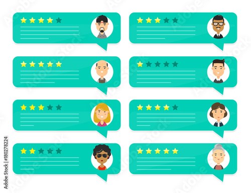 Review rating bubble speeches. Vector 