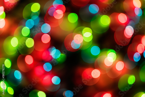 Colorful Christmas lights bokeh background 