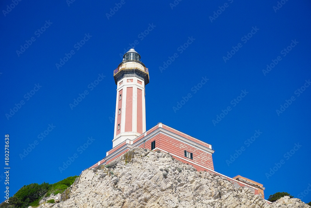 The Lighthouse on the cliff at Punta Carena on the island of Capri, Italy