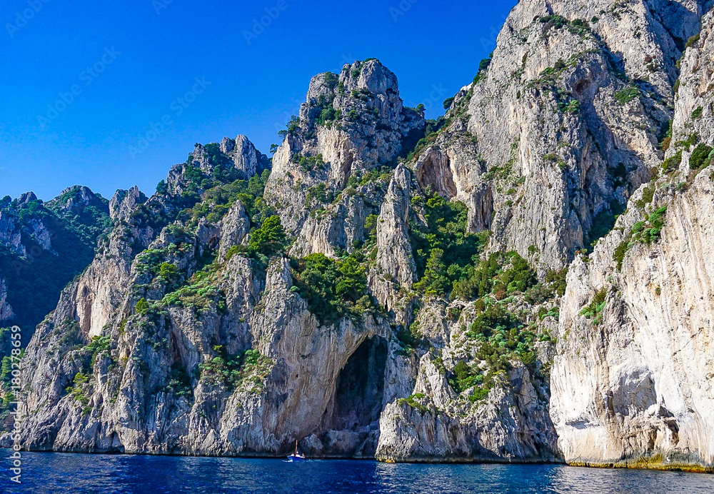 The White Grotto of the island of Capri, Italy.