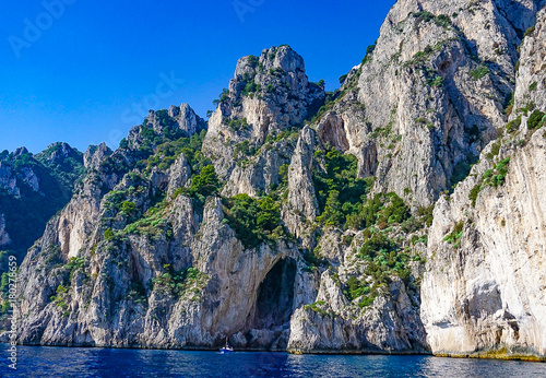 The White Grotto of the island of Capri, Italy.