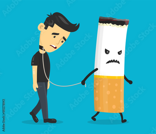 Cigarette leads to a chain of a young man. 