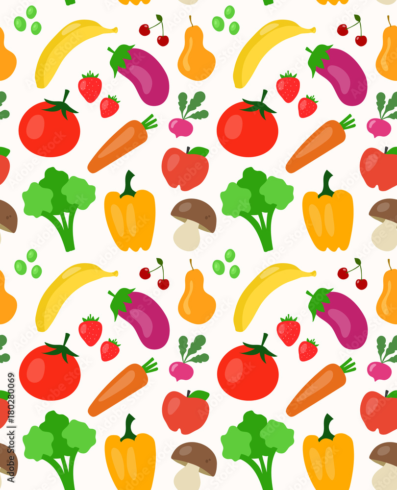 Fototapeta premium Beautiful seamless pattern with fruit