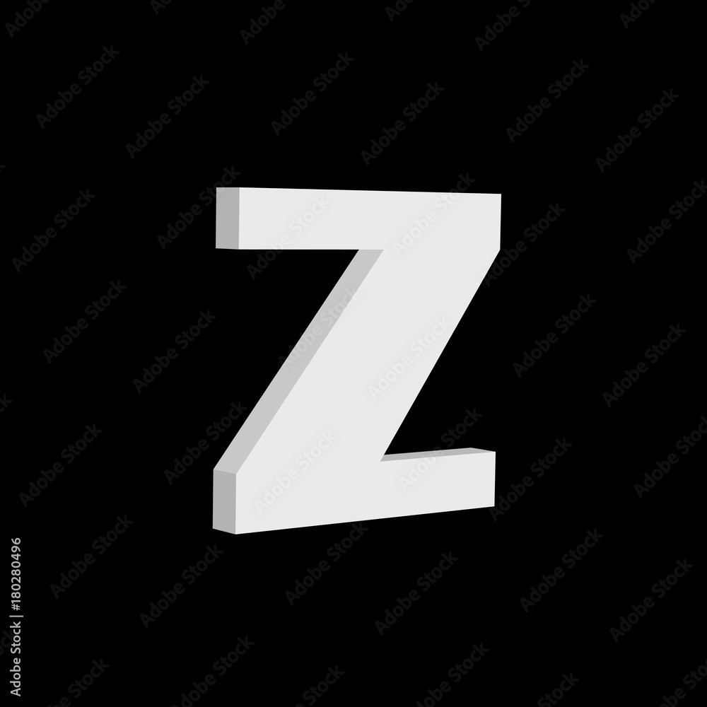 3D font, white letter Z standing, vector background 3D font, white letter Z standing, vector background