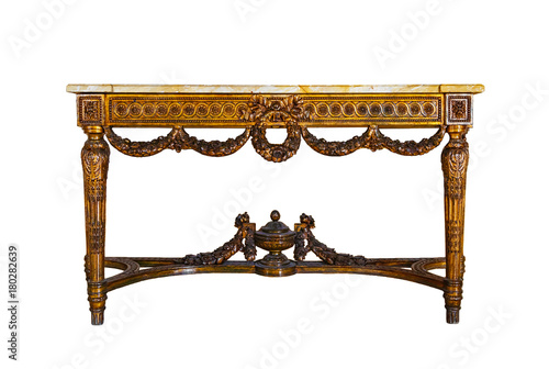 Старинный деревянный стол, изолированные на белом фоне