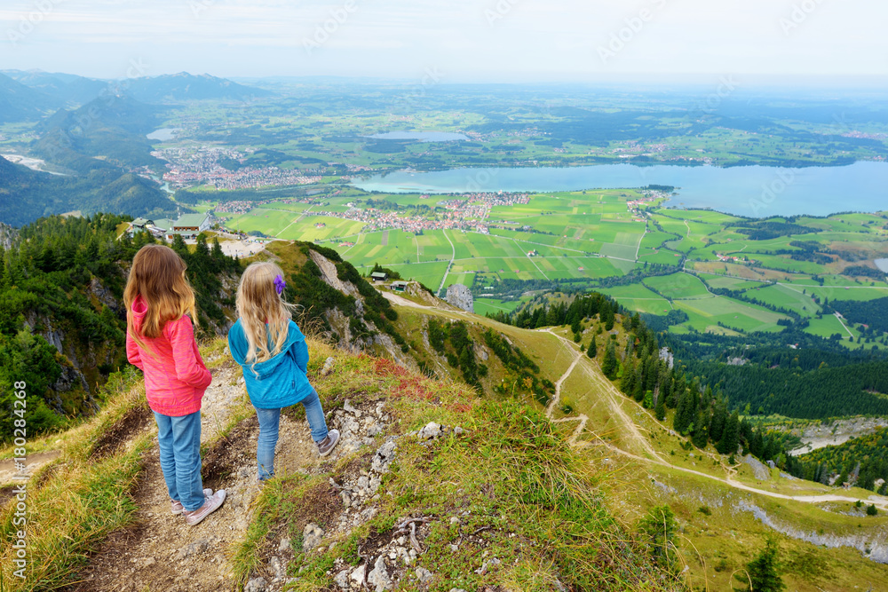 Picturesque views from the Tegelberg mountain, a part of Ammergau Alps, located nead Fussen, Bavaria, Germany.