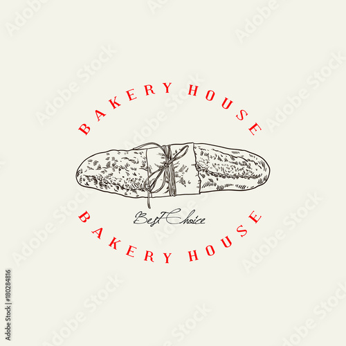 Logo for bakery, pastry shop, confectionery. Labeled toast. Vector illustration