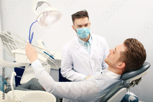 A young man at the dentist