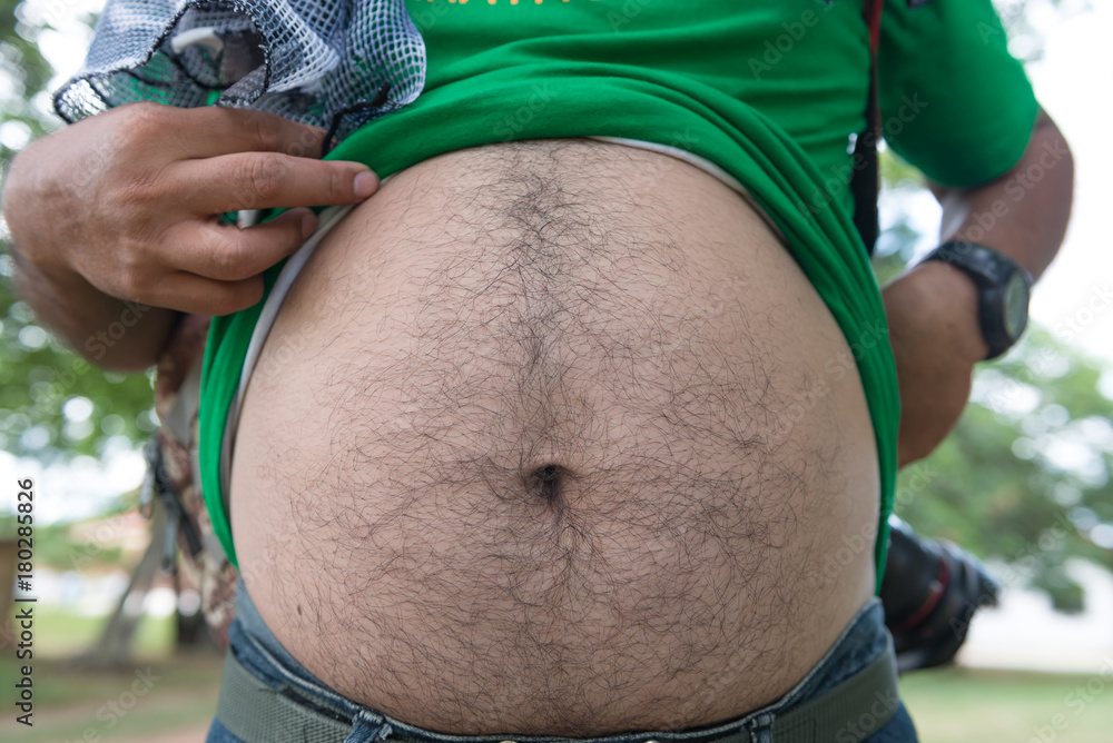 A lot hair on belly of asian dirty man Stock Photo | Adobe Stock