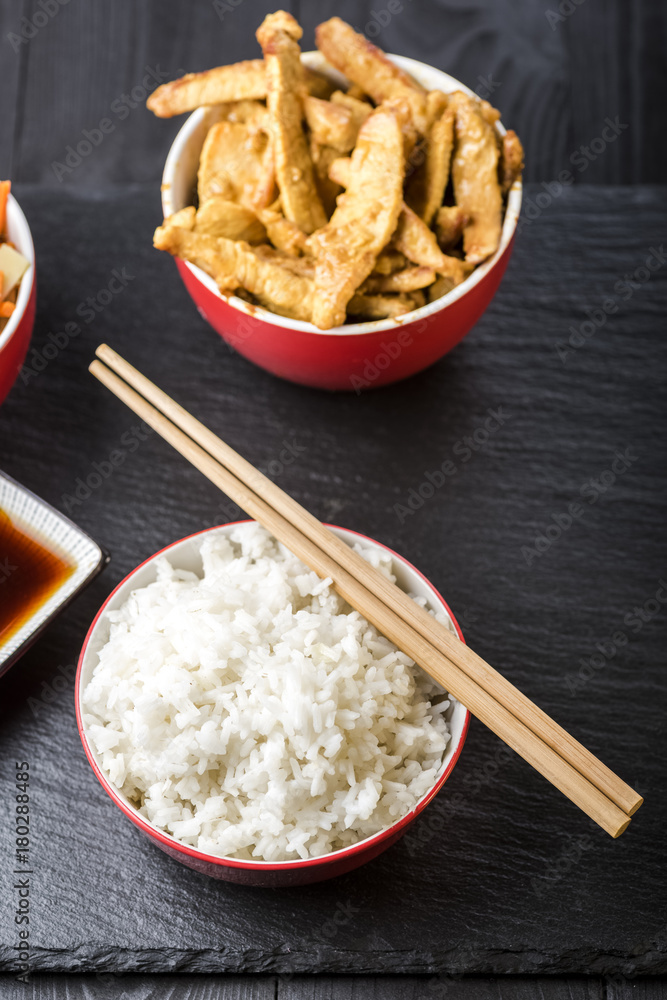Pork with rice and vegetables