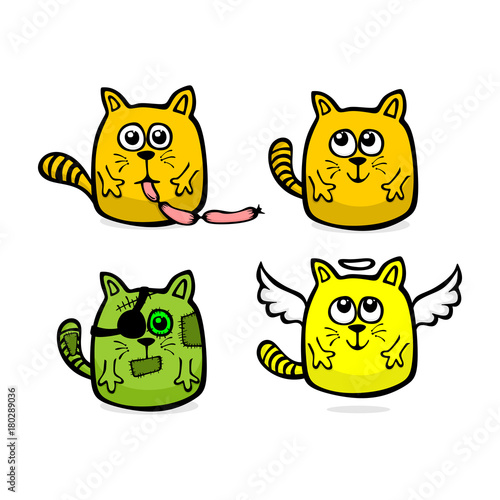 Hand drawn funny cats