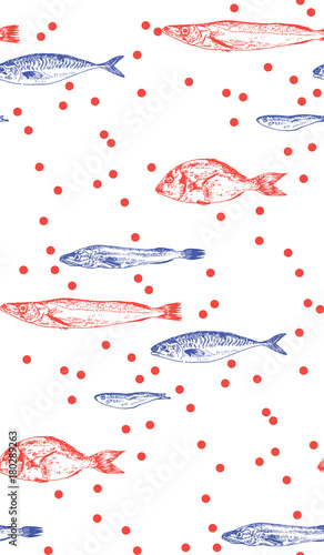 Seamless pattern fish. Background colorful. Vector illustration