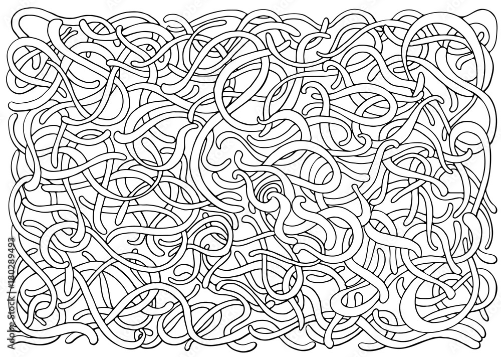 Background with flowers and plants. Black and white doodle vector illustration. Coloring book for adult and older children. Coloring page. Outline drawing.