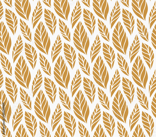 Fototapeta Vector illustration of leaves seamless pattern. Floral organic background. Hand drawn leaf texture.