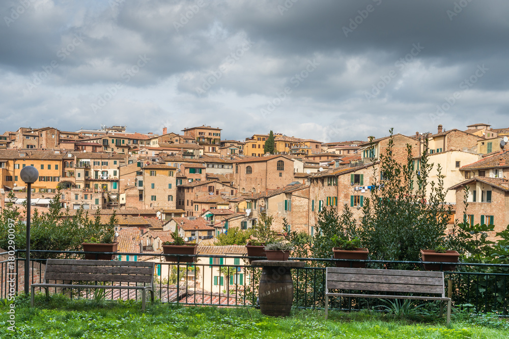 Terracotta houses in Siena, Tuscany, Italy